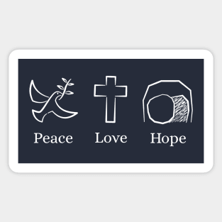 Peace, Love, and Hope in Jesus Sticker